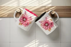 Watercolor cute glamour pink sunflowers flowers floral sparkle diamonds 20oz tumbler skinny mug wrap clipart t-shirt sublimation printable design