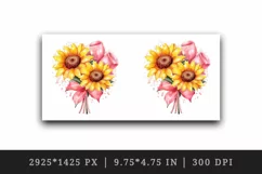 Watercolor cute glamour sunflowers flowers floral sparkle shining diamonds 20oz tumbler skinny mug wrap clipart t-shirt sublimation printable design