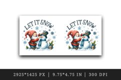 Watercolor cute gnome building snowman Let It Snow Christmas quote print 20 oz tumbler skinny mug wrap clipart t-shirt sublimation printable design