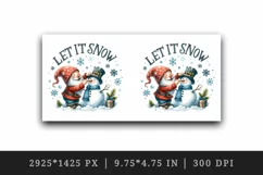 Watercolor cute gnome building snowman Let It Snow Christmas quote print 20 oz tumbler skinny mug wrap clipart t-shirt sublimation printable design