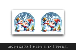 Watercolor cute gnome building snowman Let It Snow Christmas quote print 20 oz tumbler skinny mug wrap clipart t-shirt sublimation printable design