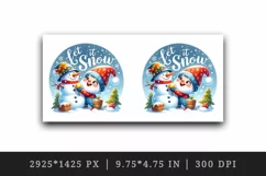 Watercolor cute gnome building snowman Let It Snow Christmas quote print 20 oz tumbler skinny mug wrap clipart t-shirt sublimation printable design