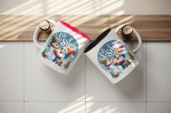 Watercolor cute gnome building snowman Let It Snow Christmas quote print 20 oz tumbler skinny mug wrap clipart t-shirt sublimation printable design