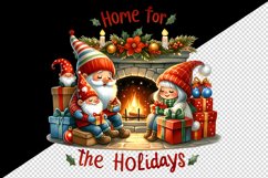 Watercolor cute gnome family fireplace presents gifts Christmas quote print 20 oz tumbler skinny mug wrap clipart t-shirt sublimation printable design