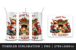 Watercolor cute gnome family fireplace presents gifts Christmas quote print 20 oz tumbler skinny mug wrap clipart t-shirt sublimation printable design