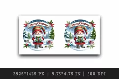 Watercolor cute gnome holding gift box snowy Merry Christmas quote print 20 oz tumbler skinny mug wrap clipart t-shirt sublimation printable design