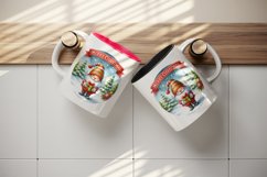 Watercolor cute gnome holding gift box snowy Merry Christmas quote print 20 oz tumbler skinny mug wrap clipart t-shirt sublimation printable design