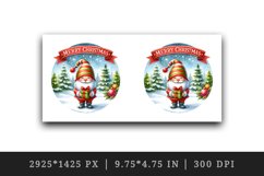 Watercolor cute gnome holding gift box snowy Merry Christmas quote print 20 oz tumbler skinny mug wrap clipart t-shirt sublimation printable design