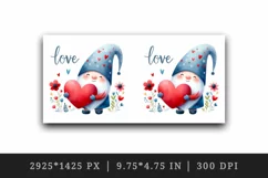 Watercolor cute gnome holding red heart flowers Love quote Valentine Day print tumbler skinny mug wrap clipart t-shirt sublimation printable design