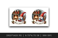 Watercolor cute gnome hot cocoa fireplace Merry Christmas quote print 20 oz tumbler skinny mug wrap clipart t-shirt sublimation printable design
