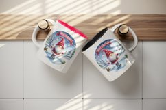 Watercolor cute gnome ice skating on frozen pond Merry Christmas quote print 20oz tumbler skinny mug wrap clipart t-shirt sublimation printable design
