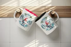 Watercolor cute gnome ice skating on frozen pond Merry Christmas quote print 20oz tumbler skinny mug wrap clipart t-shirt sublimation printable design