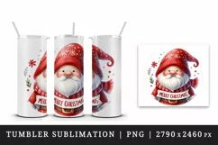 Watercolor cute gnome lights Merry Christmas quote New Year winter print 20 oz tumbler skinny mug wrap clipart t-shirt sublimation printable design