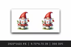 Watercolor cute gnome mushroom heart love Valentine Day card print 20 oz tumbler skinny mug wrap clipart t-shirt sublimation printable design