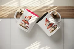 Watercolor cute gnome mushroom heart love Valentine Day card print 20 oz tumbler skinny mug wrap clipart t-shirt sublimation printable design