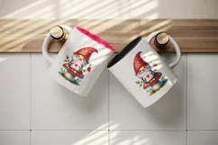 Watercolor cute gnome mushroom heart love Valentine Day card print 20 oz tumbler skinny mug wrap clipart t-shirt sublimation printable design