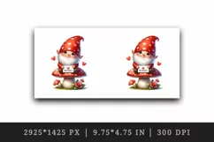 Watercolor cute gnome mushroom heart love Valentine Day card print 20 oz tumbler skinny mug wrap clipart t-shirt sublimation printable design