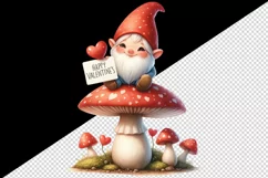 Watercolor cute gnome mushroom heart love Valentine Day card print 20 oz tumbler skinny mug wrap clipart t-shirt sublimation printable design