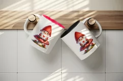 Watercolor cute gnome mushroom heart love Valentine Day card print 20 oz tumbler skinny mug wrap clipart t-shirt sublimation printable design