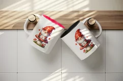 Watercolor cute gnome mushroom heart love Valentine Day card print 20 oz tumbler skinny mug wrap clipart t-shirt sublimation printable design