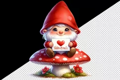 Watercolor cute gnome mushroom heart love Valentine Day card print 20 oz tumbler skinny mug wrap clipart t-shirt sublimation printable design