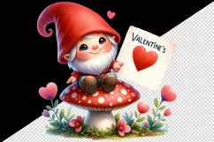 Watercolor cute gnome mushroom heart love Valentine Day card print 20 oz tumbler skinny mug wrap clipart t-shirt sublimation printable design