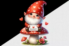 Watercolor cute gnome mushroom heart love Valentine Day card print 20 oz tumbler skinny mug wrap clipart t-shirt sublimation printable design