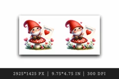 Watercolor cute gnome mushroom heart love Valentine Day card print 20 oz tumbler skinny mug wrap clipart t-shirt sublimation printable design