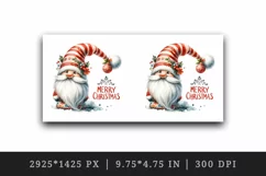 Watercolor cute gnome red hat baubles Merry Christmas greeting quote print 20 oz tumbler skinny mug wrap clipart t-shirt sublimation printable design