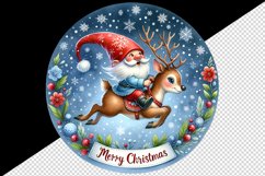 Watercolor cute gnome reindeer Merry Christmas quote New Year winter print 20 oz tumbler skinny mug wrap clipart t-shirt sublimation printable design