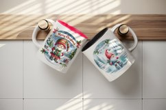 Watercolor cute gnome reindeer Merry Christmas quote New Year winter print 20 oz tumbler skinny mug wrap clipart t-shirt sublimation printable design