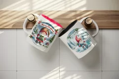 Watercolor cute gnome reindeer Merry Christmas quote New Year winter print 20 oz tumbler skinny mug wrap clipart t-shirt sublimation printable design