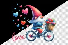 Watercolor cute gnome riding bicycle hearts Love quote Valentine Day print 20 oz tumbler skinny mug wrap clipart t-shirt sublimation printable design