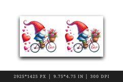 Watercolor cute gnome riding bicycle hearts Love quote Valentine Day print 20 oz tumbler skinny mug wrap clipart t-shirt sublimation printable design