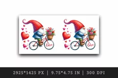 Watercolor cute gnome riding bicycle hearts Love quote Valentine Day print 20 oz tumbler skinny mug wrap clipart t-shirt sublimation printable design