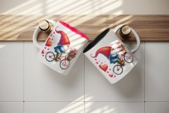 Watercolor cute gnome riding bicycle hearts Love quote Valentine Day print 20 oz tumbler skinny mug wrap clipart t-shirt sublimation printable design
