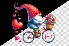 Watercolor cute gnome riding bicycle hearts Love quote Valentine Day print 20 oz tumbler skinny mug wrap clipart t-shirt sublimation printable design