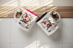 Watercolor cute gnome riding reindeer Merry Christmas quote print 20 oz tumbler skinny mug wrap clipart t-shirt sublimation printable design