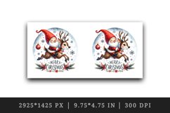 Watercolor cute gnome riding reindeer Merry Christmas quote print 20 oz tumbler skinny mug wrap clipart t-shirt sublimation printable design