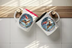 Watercolor cute gnome riding reindeer Merry Christmas quote print 20 oz tumbler skinny mug wrap clipart t-shirt sublimation printable design