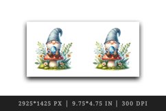 Watercolor cute gnome sitting atop mushroom holding sparkly Easter egg print 20oz tumbler skinny mug wrap clipart t-shirt sublimation printable design