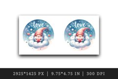 Watercolor cute gnome sleeping on cloud heart Love quote Valentine Day print 20oz tumbler skinny mug wrap clipart t-shirt sublimation printable design