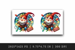 Watercolor cute gnome tangled in lights Merry Christmas greeting quote print 20oz tumbler skinny mug wrap clipart t-shirt sublimation printable design