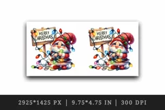 Watercolor cute gnome tangled in lights Merry Christmas greeting quote print 20oz tumbler skinny mug wrap clipart t-shirt sublimation printable design