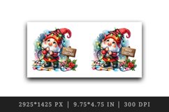 Watercolor cute gnome tangled in lights Merry Christmas greeting quote print 20oz tumbler skinny mug wrap clipart t-shirt sublimation printable design