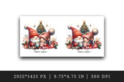 Watercolor cute gnomes hot cocoa Christmas tree Warm Wishes quote print 20 oz tumbler skinny mug wrap clipart t-shirt sublimation printable design