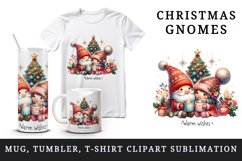 Watercolor cute gnomes hot cocoa Christmas tree Warm Wishes quote print 20 oz tumbler skinny mug wrap clipart t-shirt sublimation printable design