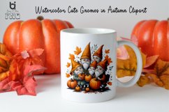 Watercolor Cute Gnomes in Autumn Clipart, Autumn Mug PNG Product Image 3