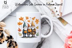 Watercolor Cute Gnomes in Autumn Clipart, Autumn Mug PNG Product Image 4