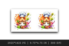 Watercolor cute guinea pig chef with toque animal pet print 20 oz tumbler skinny mug wrap clipart t-shirt sublimation printable design